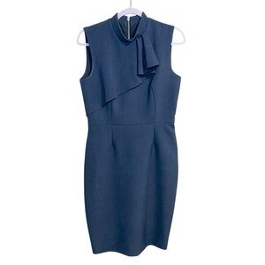 Femme - Soft Blue Fitted Dress with front ruffle  - Size 36 (6)